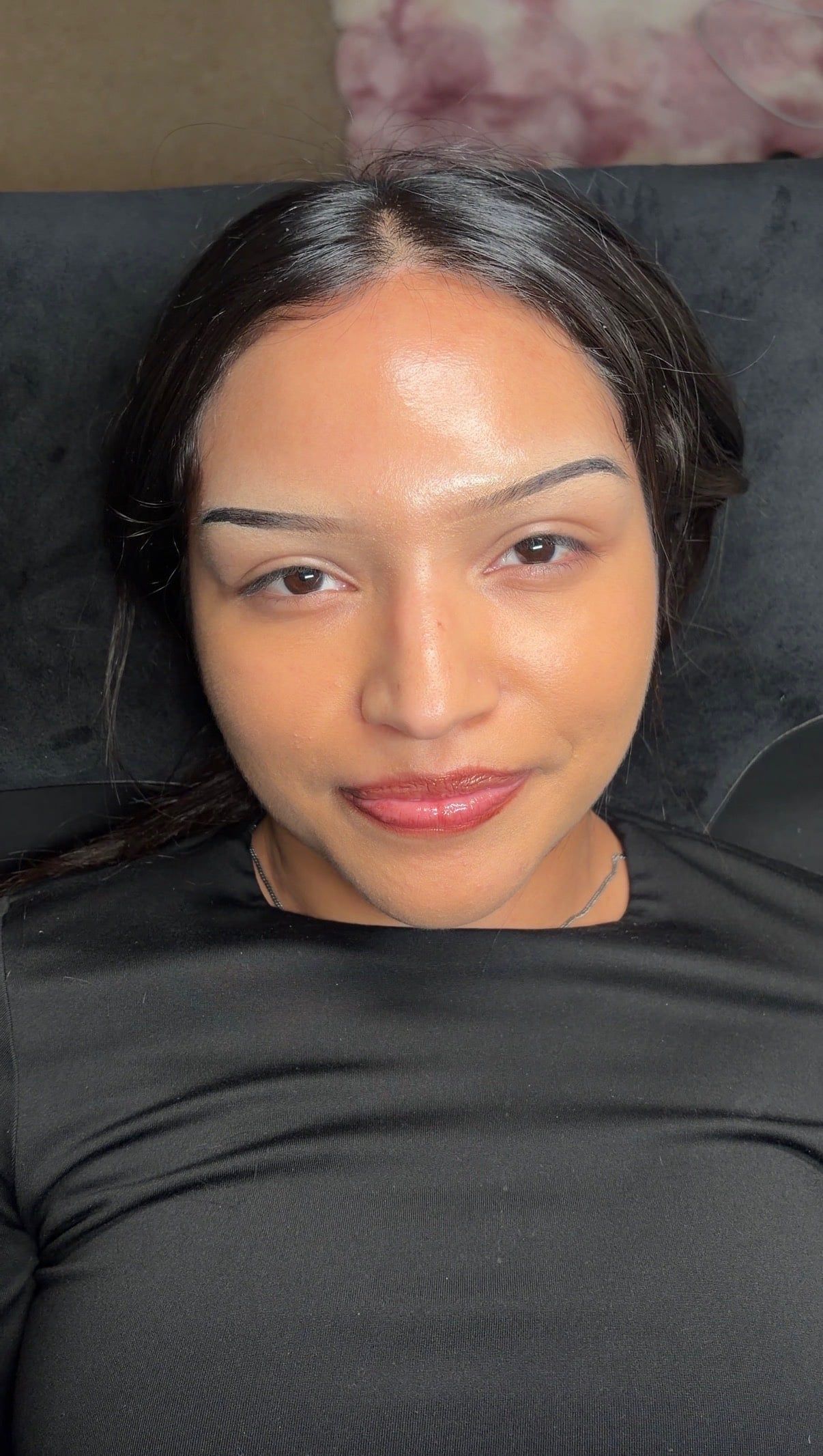 Before: natural lashes, then a wispy set with longer spikes for texture